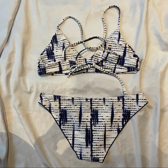 Zaful M Bikini Set Blue White Print - Picture 2 of 3